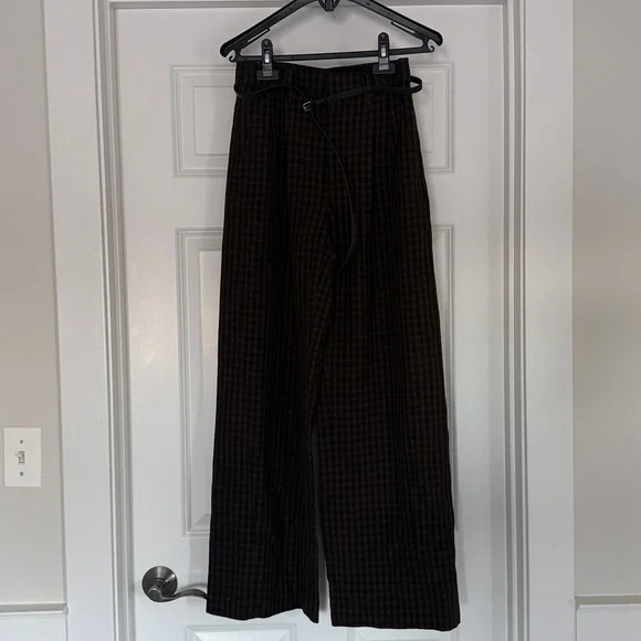 Brand New Fabrique Mariana Catta Checked Wide Leg Merino Wool Pant - Picture 2 of 4